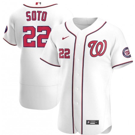 Men's Washington Nationals #22 Juan Soto White Flex Base Stitched Jersey