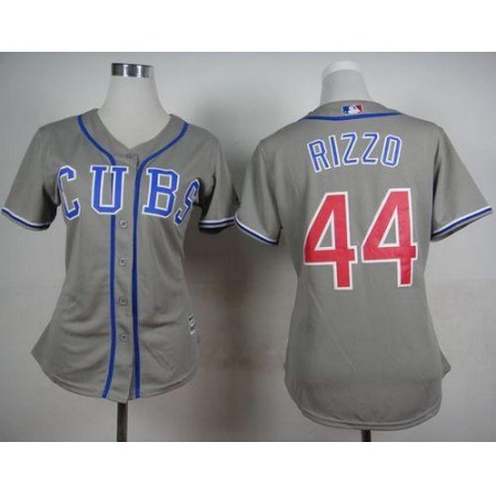 Cubs #44 Anthony Rizzo Grey Alternate Road Women's Stitched MLB Jersey