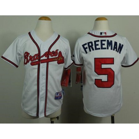 Braves #5 Freddie Freeman White Cool Base Stitched Youth MLB Jersey