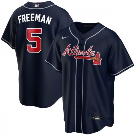 Youth Atlanta Braves #5 Freddie Freeman Navy Cool Base Stitched Jersey