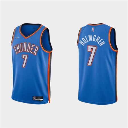 Men's Oklahoma City Thunder #7 Chet Holmgren Blue Icon Edition 75th Anniversary Stitched Basketball Jersey