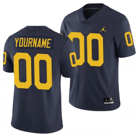 Men's Michigan Wolverines Custom Navy Stitched Jersey