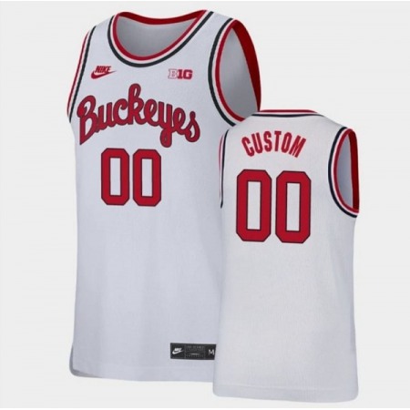 Men's Ohio State Buckeyes Customized White Stitched Jersey