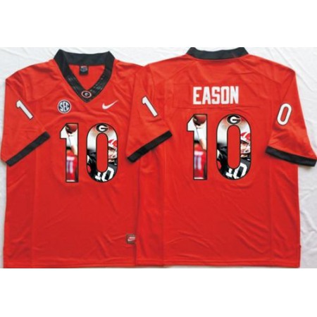 Bulldogs #10 Jacob Eason Red Player Fashion Stitched NCAA Jersey