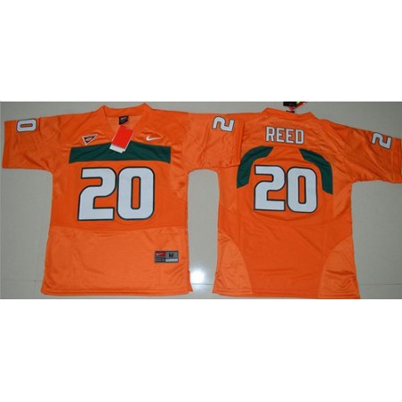 Hurricanes #20 Ed Reed Orange Stitched Youth NCAA Jersey