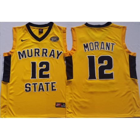 Men's Murray State Racers #12 Ja Morant Yellow Stitched Jersey