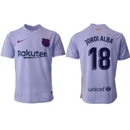 Men's Barcelona #18 Jordi Alba 2021/22 Grey Away Soccer Jersey