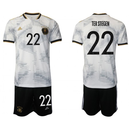 Men's Germany #22 Ter Stegen White Home Soccer Jersey Suit