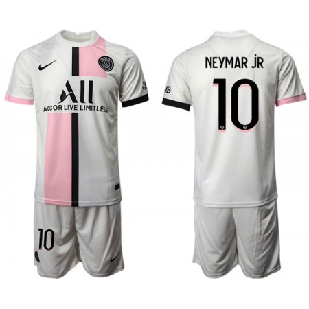 Men's Paris Saint-Germain #10 Neymar Jr White Soccer Away Jersey Suit