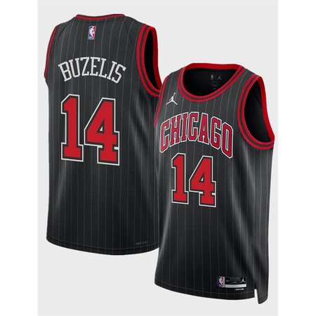 Men's Chicago Bulls #14 Matas Buzelis Black 2024 Draft Statement Edition Stitched Basketball Jersey