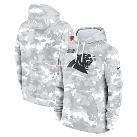 Youth Carolina Panthers Nike White/Gray 2024 Salute To Service Pullover Hoodie