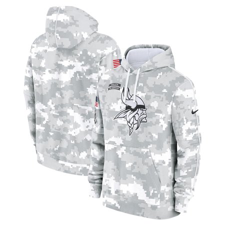 Men's Minnesota Vikings Nike Arctic Camo 2024 Salute to Service Club Fleece Pullover Hoodie