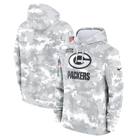 Men's Green Bay Packers Nike Arctic Camo 2024 Salute to Service Club Fleece Pullover Hoodie