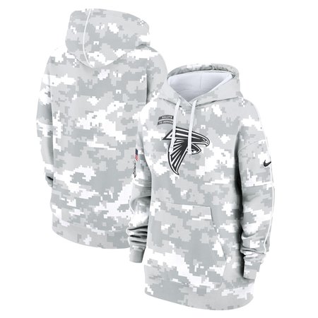 Women's Atlanta Falcons Nike Arctic Camo 2024 Salute To Service Club Fleece Pullover Hoodie