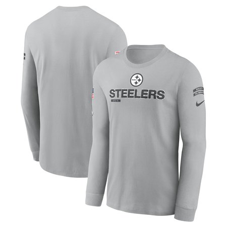 Men's Pittsburgh Steelers Nike Gray 2024 Salute To Service Long Sleeve T-Shirt