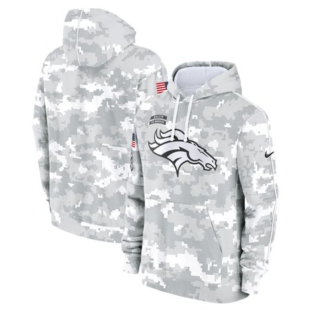 Youth Denver Broncos Nike White/Gray 2024 Salute To Service Pullover Hoodie