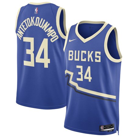 Unisex Milwaukee Bucks Giannis Antetokounmpo Nike Royal 2024/25 Swingman Player Jersey - City Edition