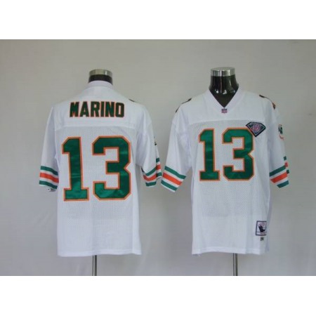 Mitchell and Ness Dolphins Dan Marino #13 White Stitched 75TH Anniversary NFL Jersey