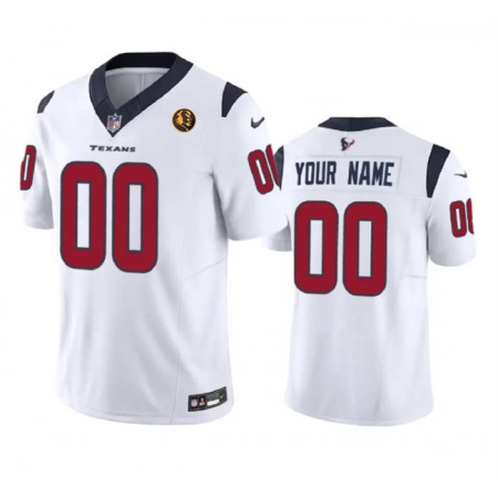 Men's Houston Texans Active Player Custom White 2023 F.U.S.E. With John Madden Patch Vapor Limited Stitched Football Jersey