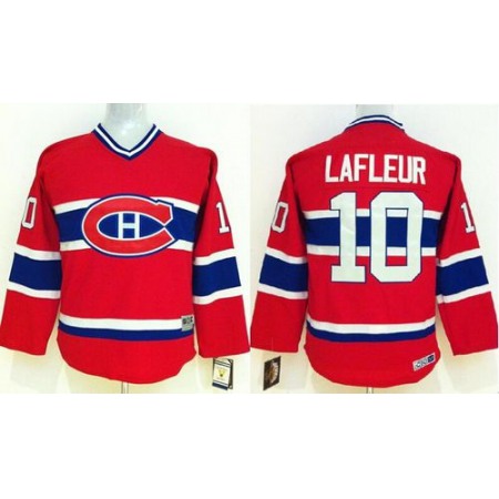 Canadiens #10 Guy Lafleur Red CCM Throwback Stitched Youth NHL Jersey