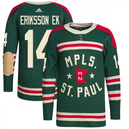 Men's Minnesota Wild #14 Joel Eriksson Ek 2022 Green Winter Classic Stitched Jersey