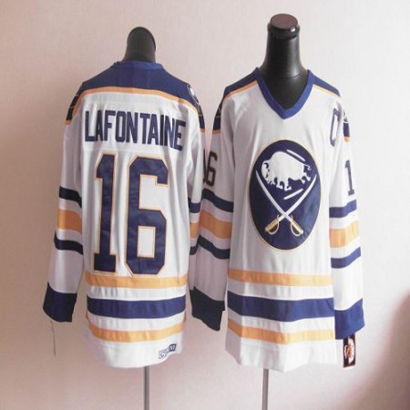 CCM Throwback Sabres #16 Lafontaine White Stitched NHL Jersey