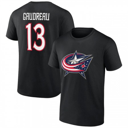 Men's Columbus Blue Jackets #13 Johnny Gaudreau Black T-Shirt