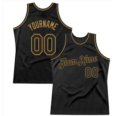 Custom Black Black-Old Gold Authentic Throwback Basketball Jersey